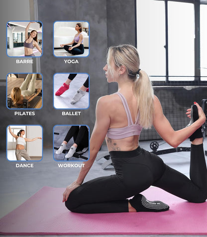 Non-Slip Socks Yoga Barre Pilates Hospital Maternity Sock W/Grips for Women Men